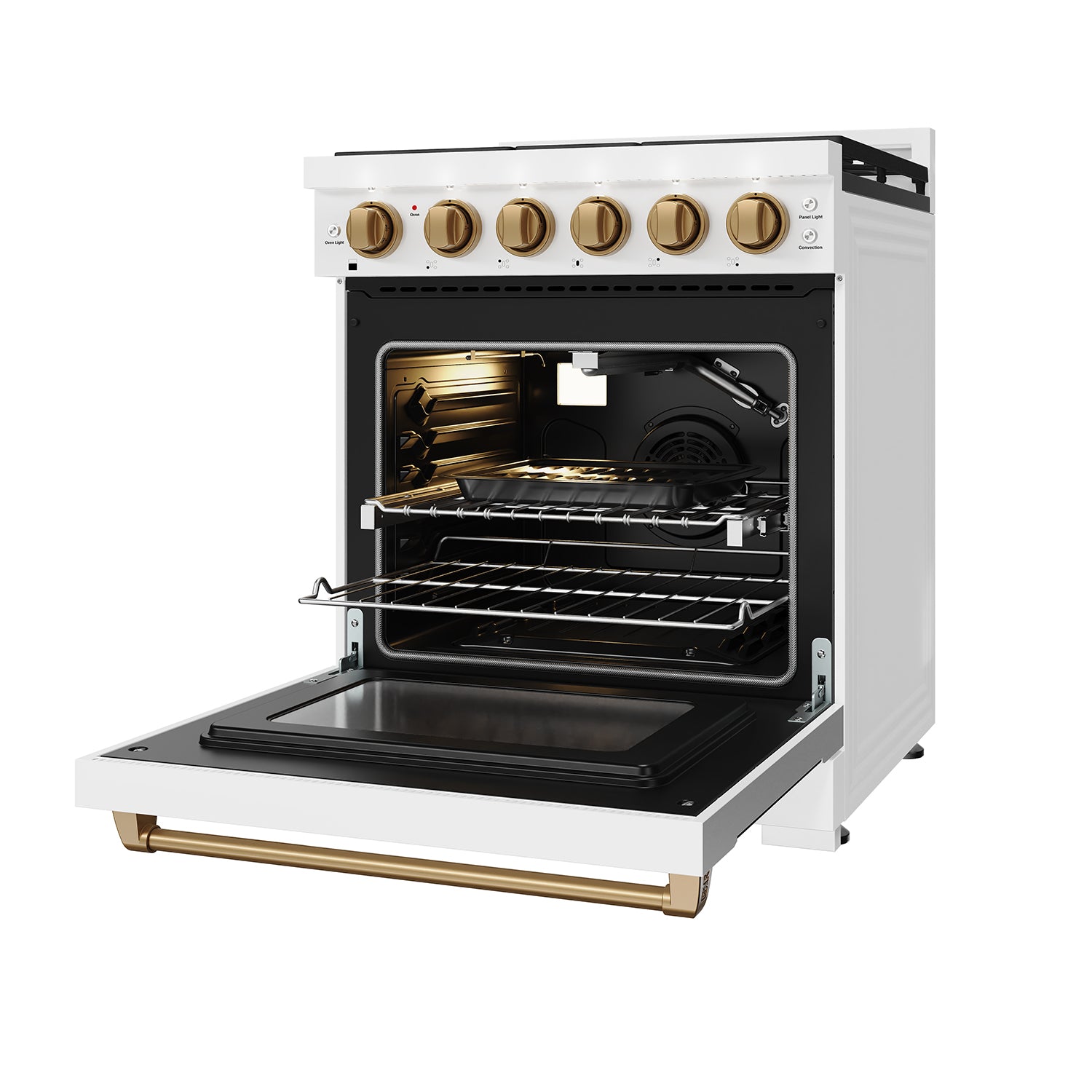 30 Inch Professional Liquid Propane Range with Precision Knob Control in White and Bronze | Gordon Ramsay Series
