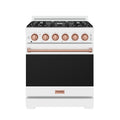 30 Inch Professional Gas Range with Precision Knob Control in White and Rose Gold | Gordon Ramsay Series