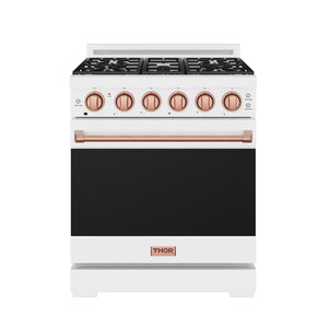 30 Inch Professional Liquid Propane Range with Precision Knob Control in White and Rose Gold | Gordon Ramsay Series