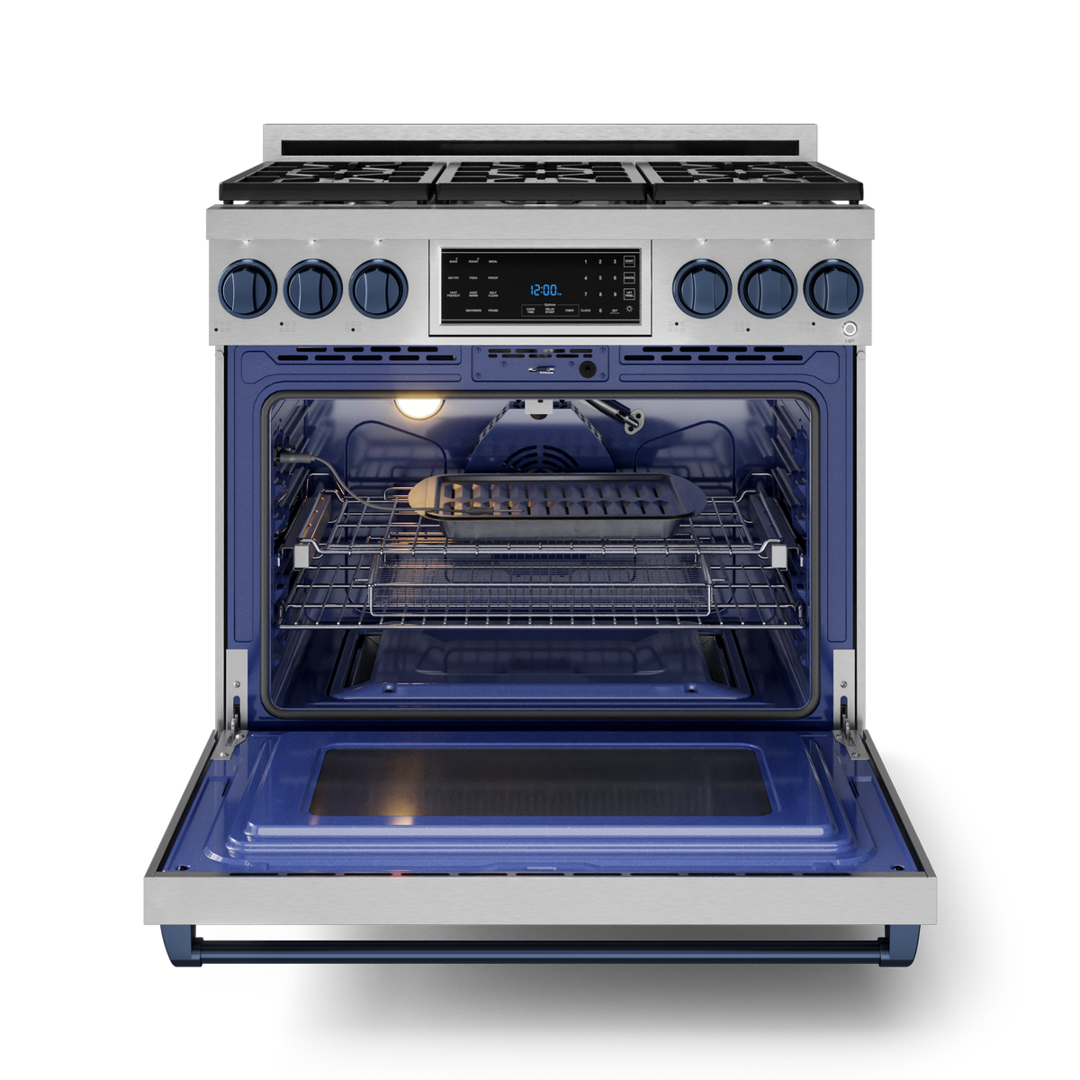 36-Inch Stainless Steel/Blue Pro-Style Gas Range | Gordon Ramsay