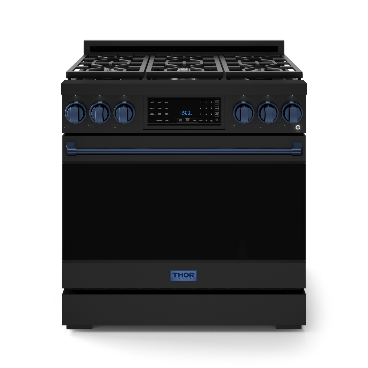36 Inch Professional Gas Range with Tilt Panel Touch Control in Black/Navy Blue | Gordon Ramsay Series