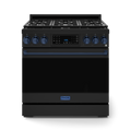 36 Inch Professional Gas Range with Tilt Panel Touch Control in Black/Navy Blue | Gordon Ramsay Series
