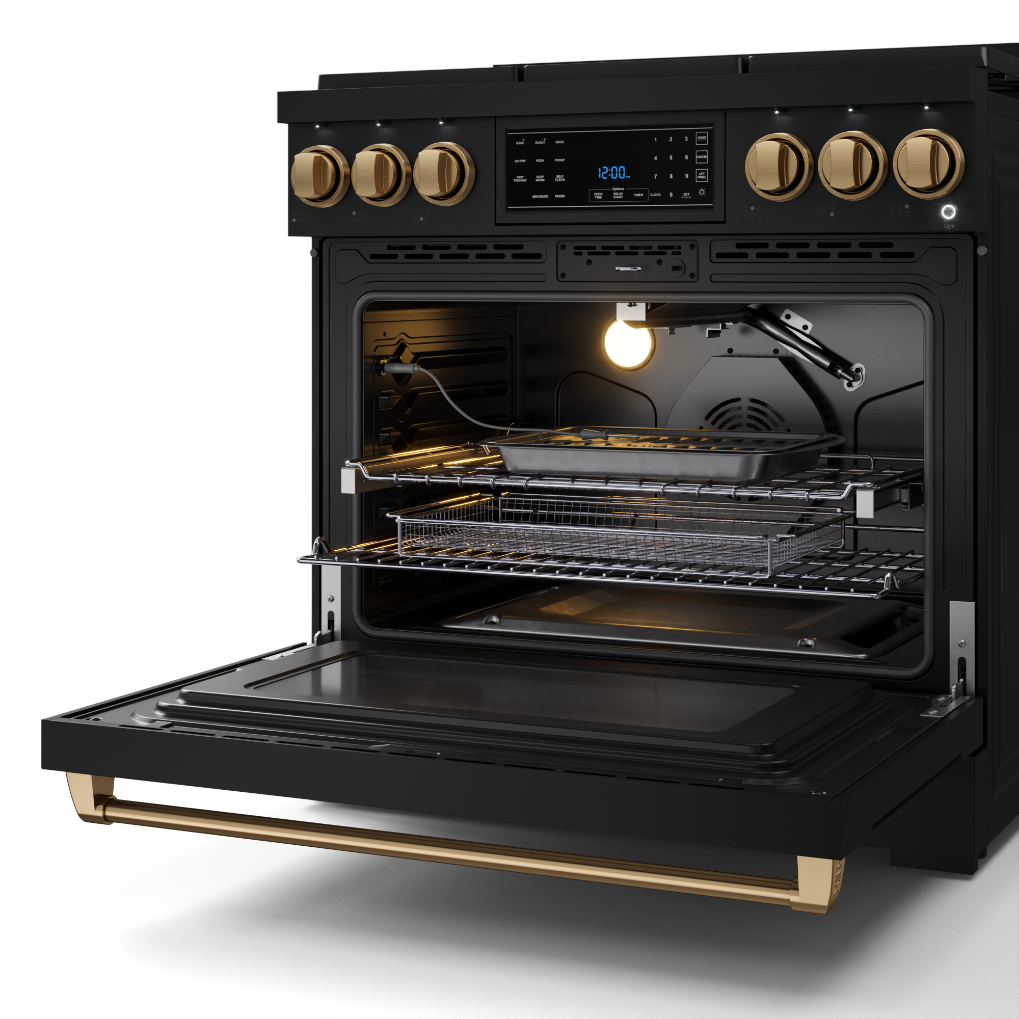 36 Inch Professional Gas Range with Tilt Panel Touch Control in Black/Bronze | Gordon Ramsay Series