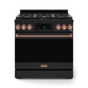 36 Inch Professional Gas Range with Tilt Panel Touch Control in Black/Rose Gold | Gordon Ramsay Series