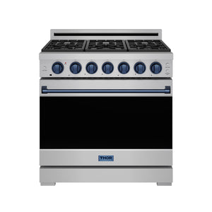 36 Inch Professional Liquid Propane Range with Precision Knob in Stainless Steel and Blue | Gordon Ramsay Series
