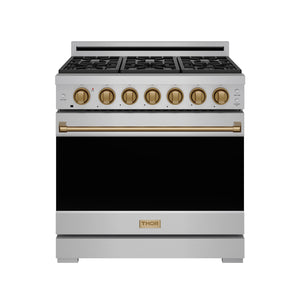 36 Inch Professional Liquid Propane Range with Precision Knob in Stainless Steel and Bronze | Gordon Ramsay Series