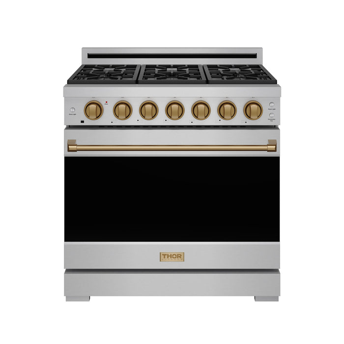 36 Inch Professional Liquid Propane Range with Precision Knob in Stain