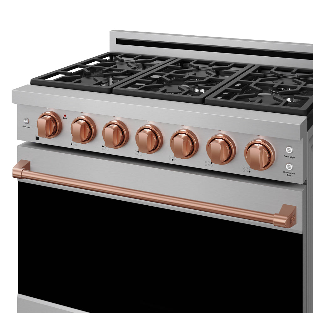 36 Inch Professional Gas Range with Precision Knob in Stainless Steel and Rose Gold | Gordon Ramsay Series