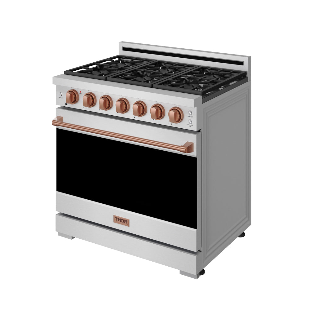 36 Inch Professional Gas Range with Precision Knob in Stainless Steel and Rose Gold | Gordon Ramsay Series