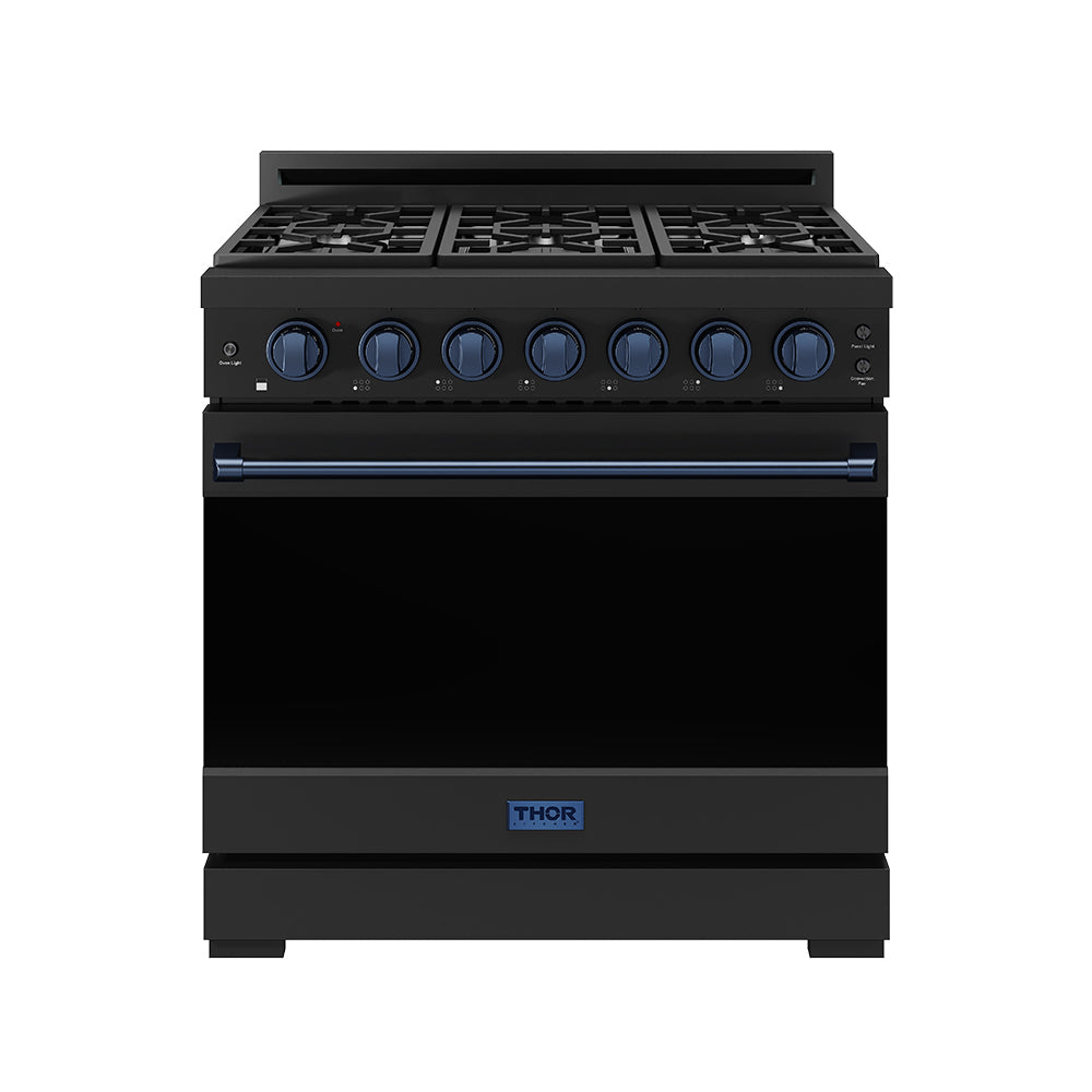36 Inch Professional Gas Range with Precision Knob in Black and Blue | Gordon Ramsay Series