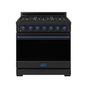 36 Inch Professional Gas Range with Precision Knob in Black and Blue | Gordon Ramsay Series