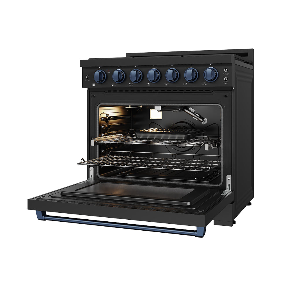 36 Inch Professional Gas Range with Precision Knob in Black and Blue | Gordon Ramsay Series