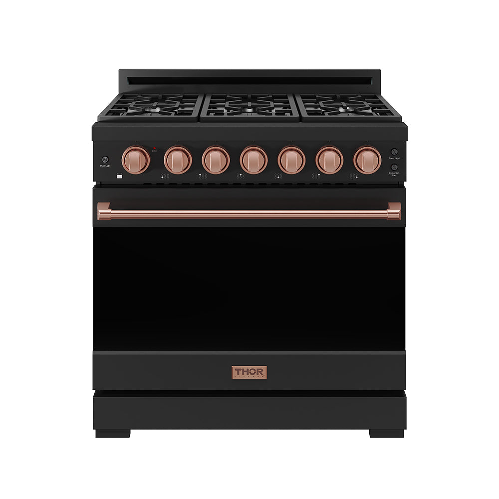 36 Inch Professional Liquid Propane Range with Precision Knob in Black and Rose Gold | Gordon Ramsay Series