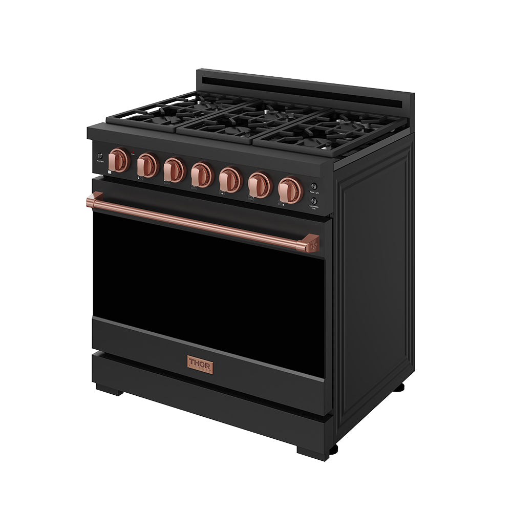 36 Inch Professional Liquid Propane Range with Precision Knob in Black and Rose Gold | Gordon Ramsay Series