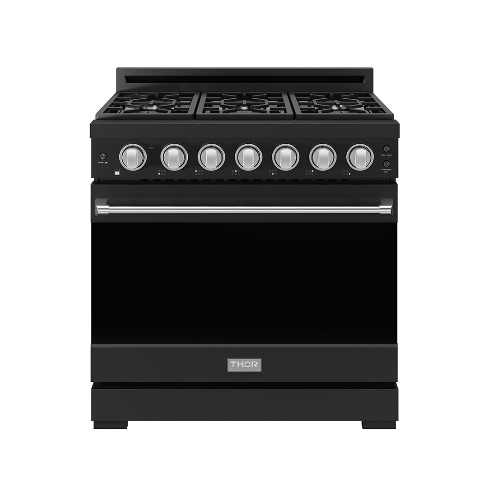 36 Inch Professional Gas Range with Precision Knob in Black and Stainless Steel | Gordon Ramsay Series