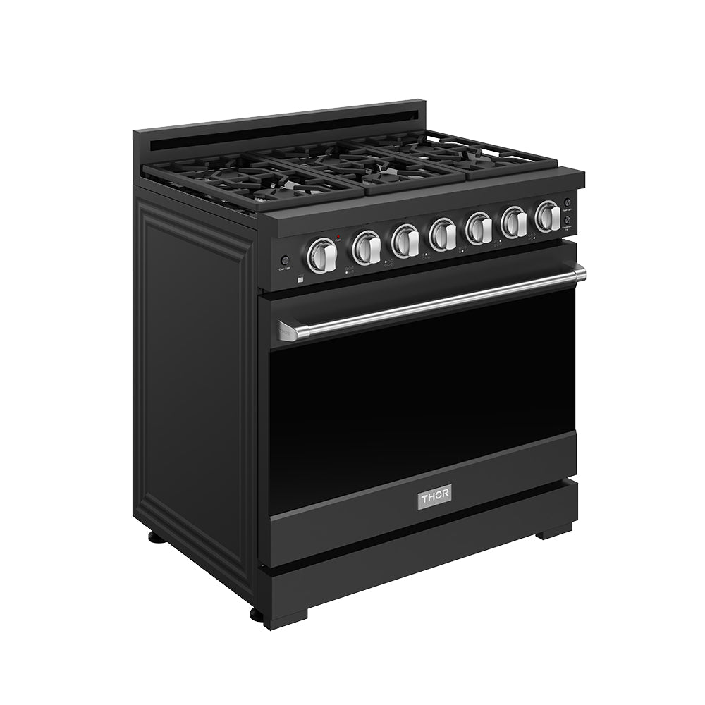 36 Inch Professional Gas Range with Precision Knob in Black and Stainless Steel | Gordon Ramsay Series