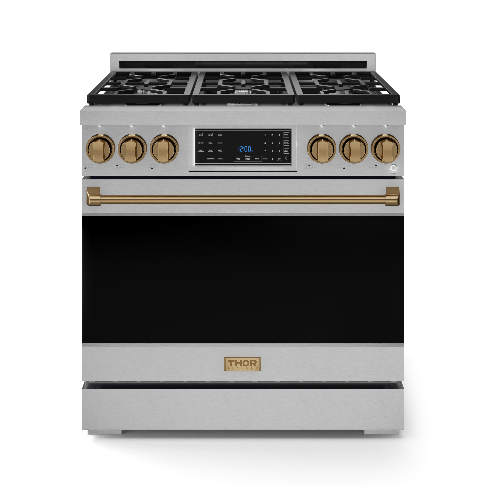 Gordon Ramsay by THOR Kitchen 36 Inch Professional Gas Range with Tilt Panel Touch Control in Stainless Steel/Bronze