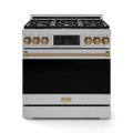 36 Inch Professional Gas Range with Tilt Panel Touch Control in Stainless Steel/Bronze | Gordon Ramsay Series
