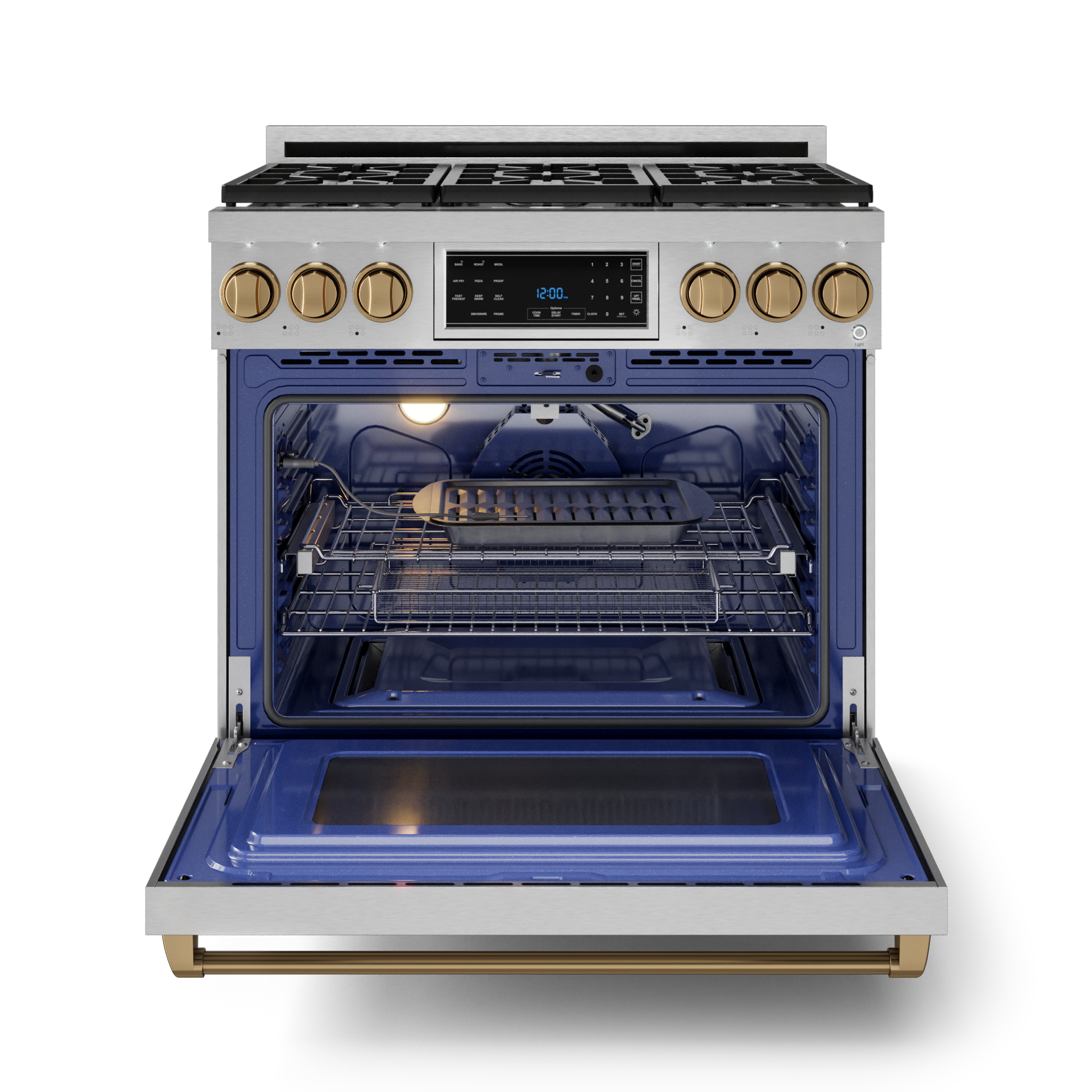 Gordon Ramsay by THOR Kitchen 36 Inch Professional Gas Range with Tilt Panel Touch Control in Stainless Steel/Bronze