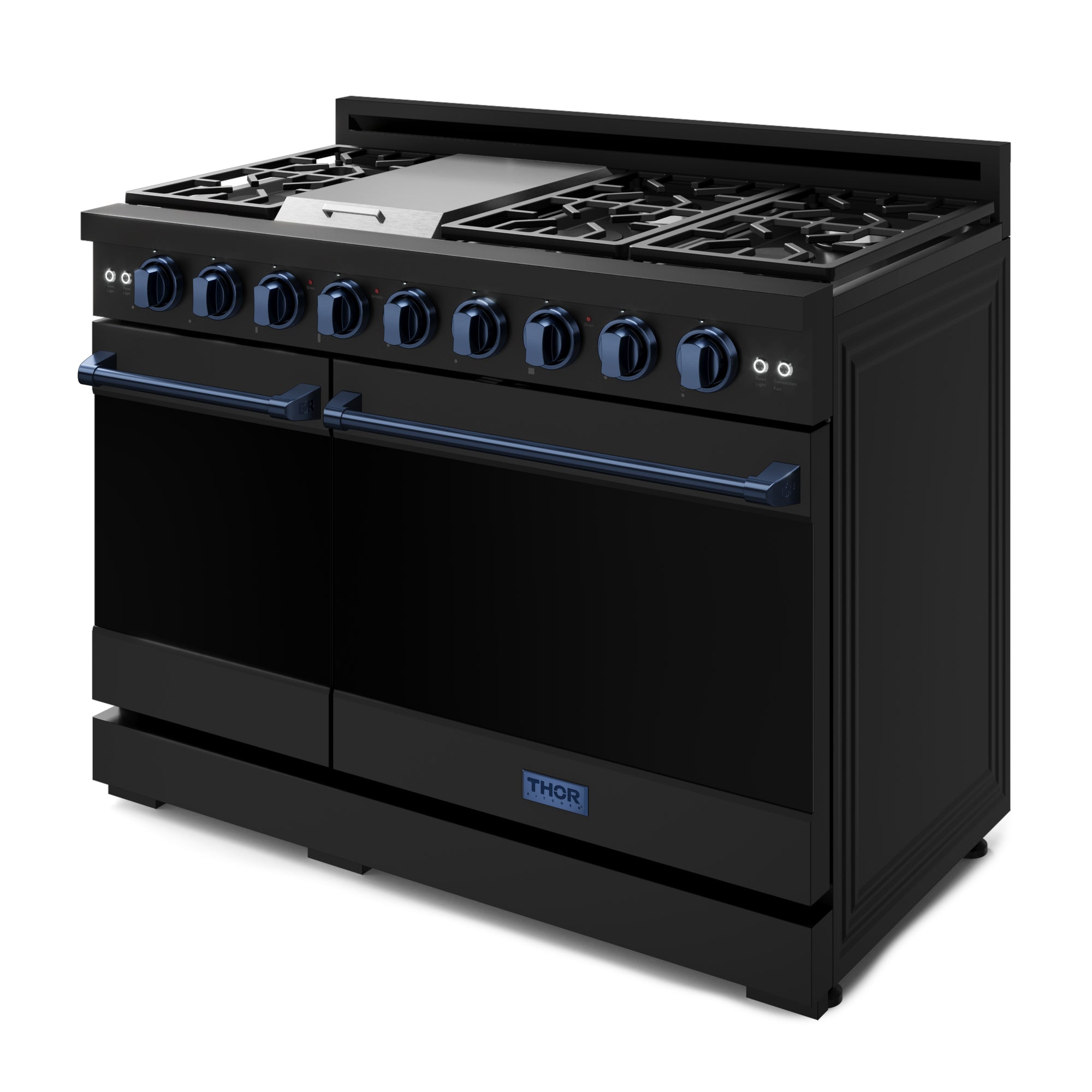 48 Inch Professional Gas Range with Pro-Style Knobs in Black/Blue | Gordon Ramsay Series