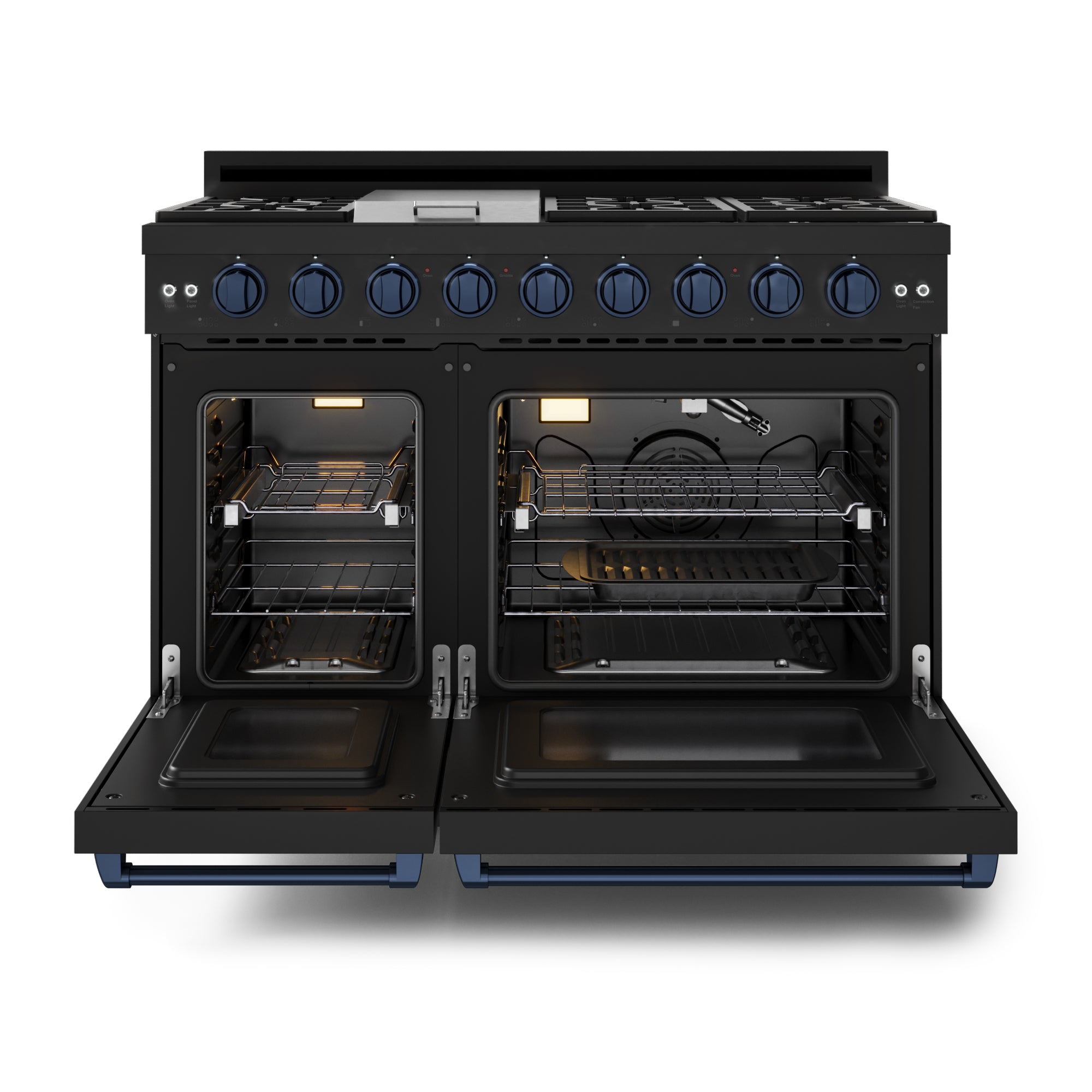 48 Inch Professional Gas Range with Pro-Style Knobs in Black/Blue | Gordon Ramsay Series