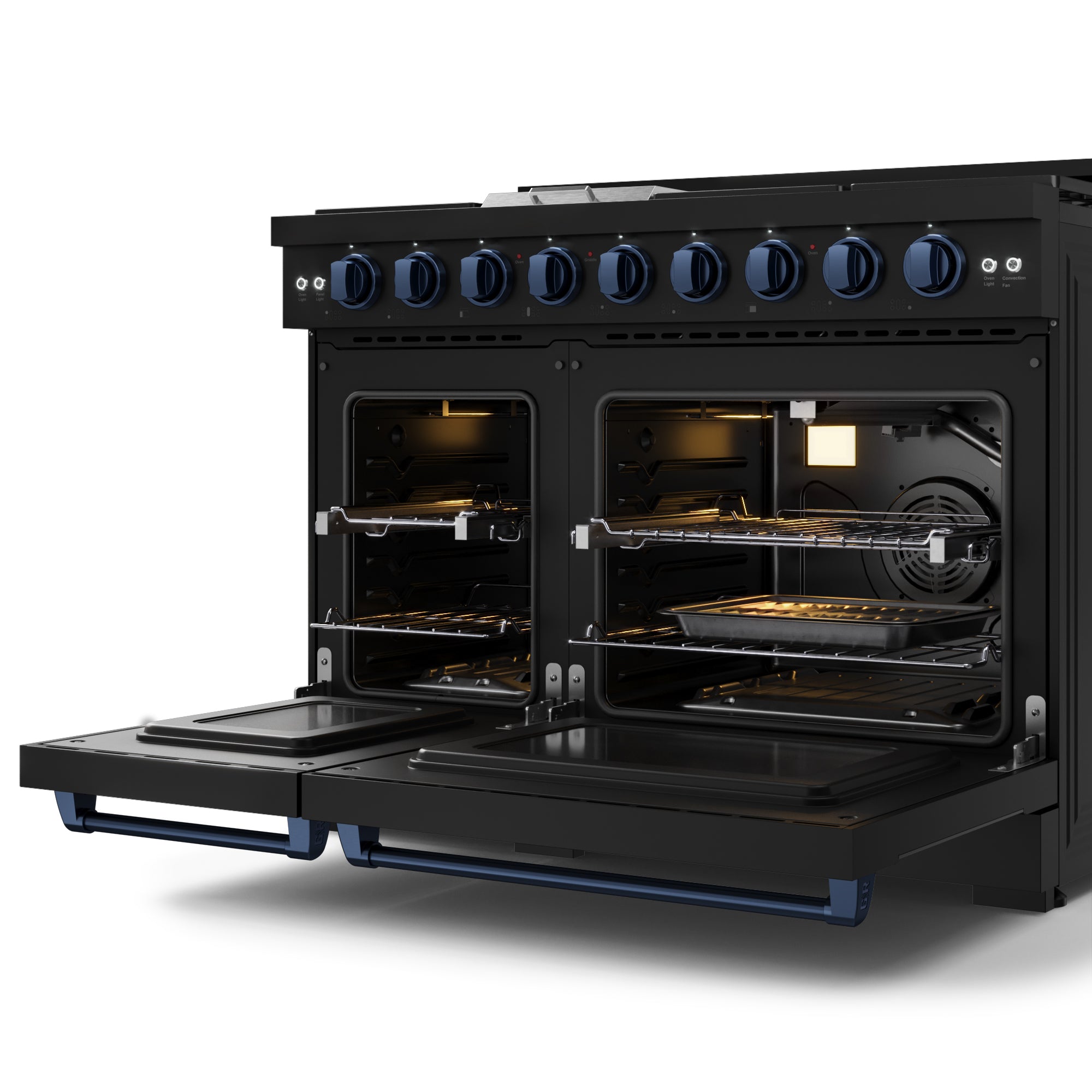 48 Inch Professional Gas Range with Pro-Style Knobs in Black/Blue | Gordon Ramsay Series
