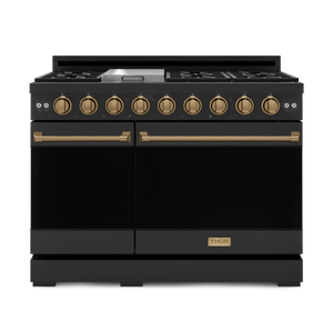 48 Inch Professional Gas Range with Pro-Style Knobs in Black/Bronze | Gordon Ramsay Series