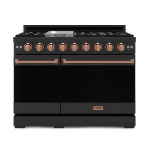 48 Inch Professional Gas Range with Tilt Panel Touch Control in Black/Rose Gold | Gordon Ramsay Series