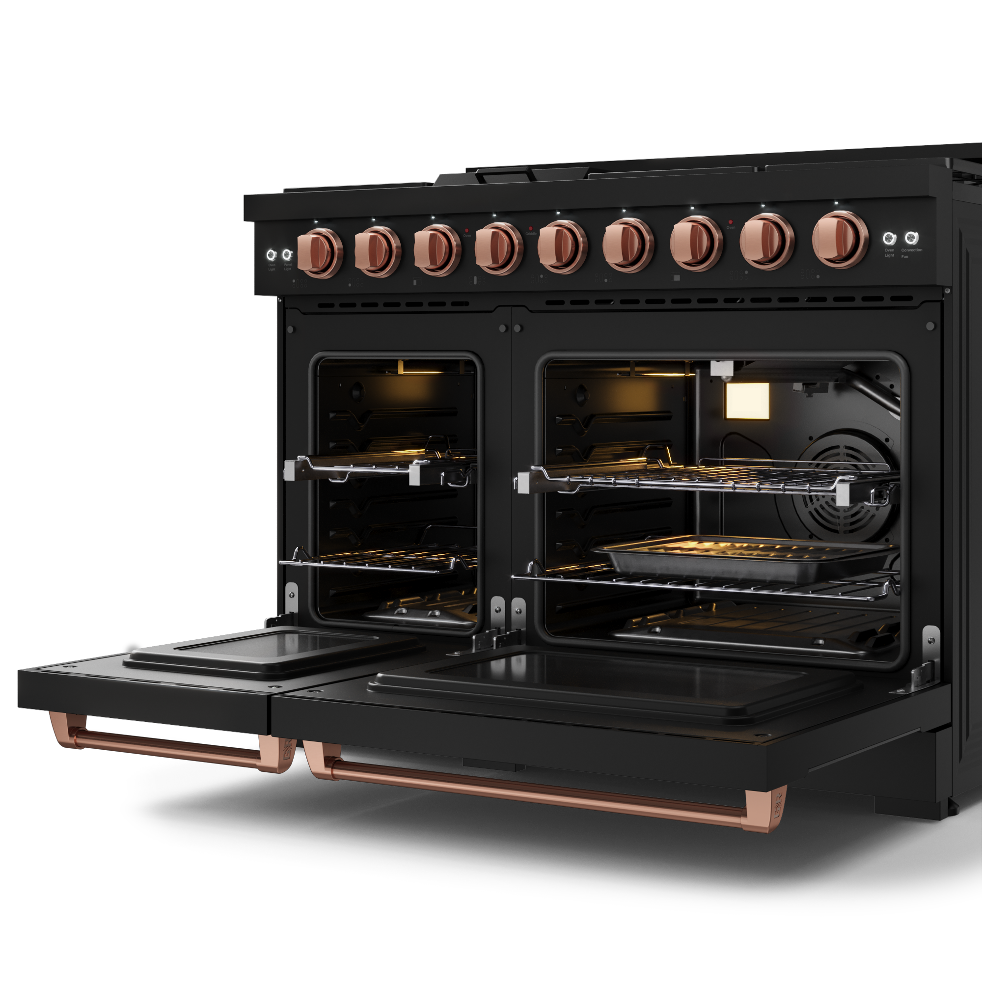 48 Inch Professional Gas Range with Tilt Panel Touch Control in Black/Rose Gold | Gordon Ramsay Series - RSG48EB-RSG