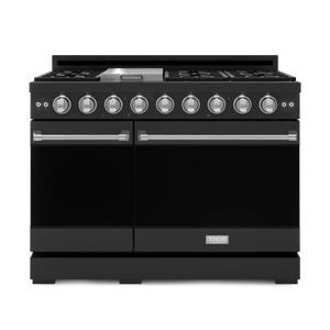 48 Inch Professional Gas Range with Pro-Style Knobs in Black/Stainless Steel | Gordon Ramsay Series