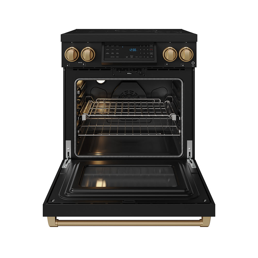 30 Inch Professional Induction Range with Tilt Panel Touch Control in Black and Bronze | Gordon Ramsay Series