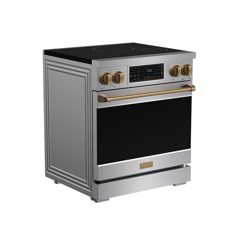 30 Inch Professional Induction Range with Tilt Panel Touch Control in Stainless Steel and Bronze | Gordon Ramsay Series