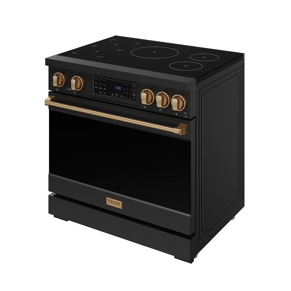 36 Inch Professional Induction Range with Tilt Panel Touch Control in Black and Bronze | Gordon Ramsay Series