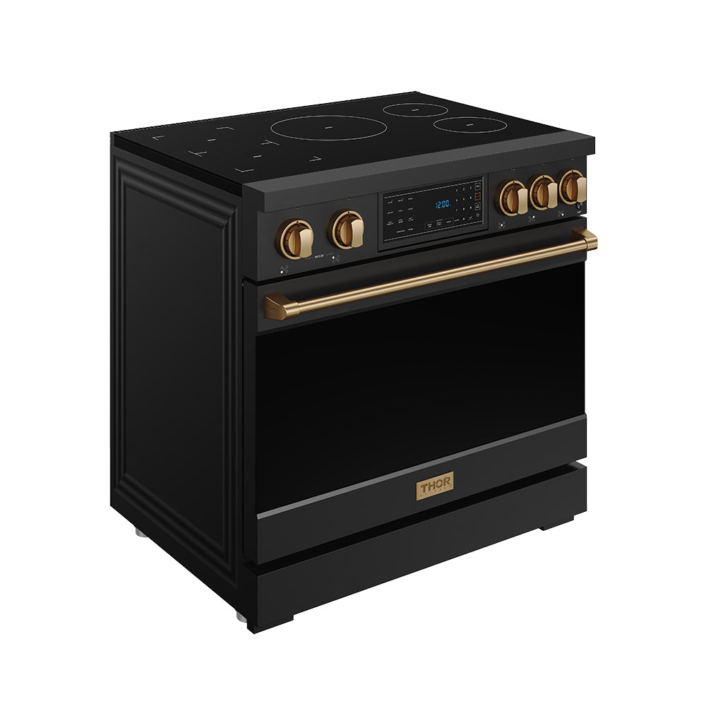36 Inch Professional Induction Range with Tilt Panel Touch Control in Black and Bronze | Gordon Ramsay Series