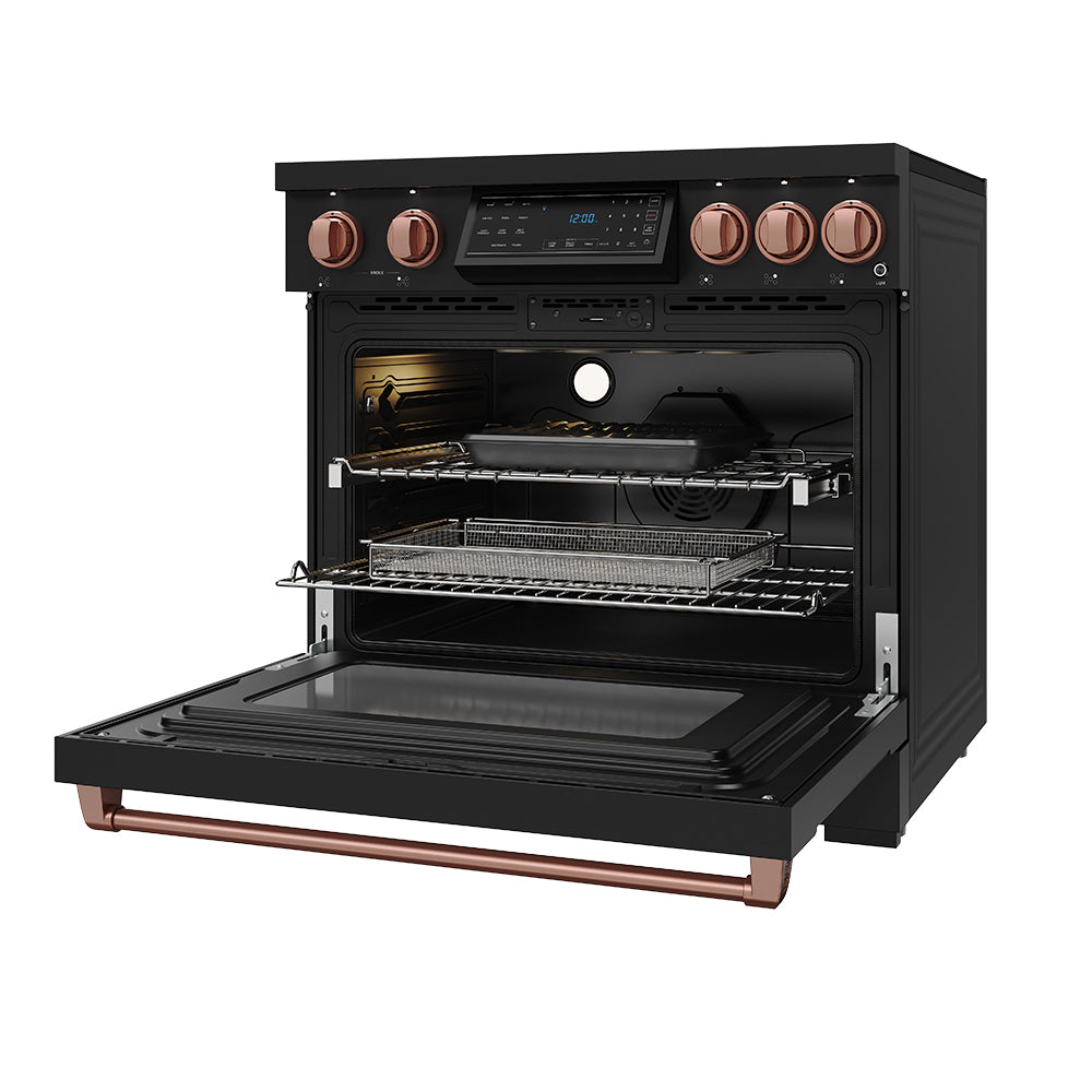 36 Inch Professional Induction Range with Tilt Panel Touch Control in Black and Rose Gold | Gordon Ramsay Series