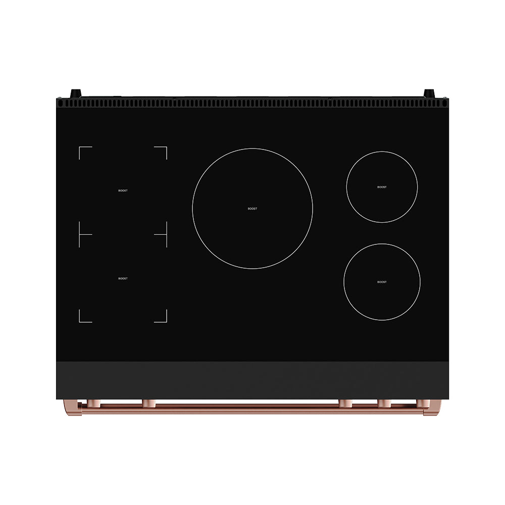 36 Inch Professional Induction Range with Tilt Panel Touch Control in Black and Rose Gold | Gordon Ramsay Series