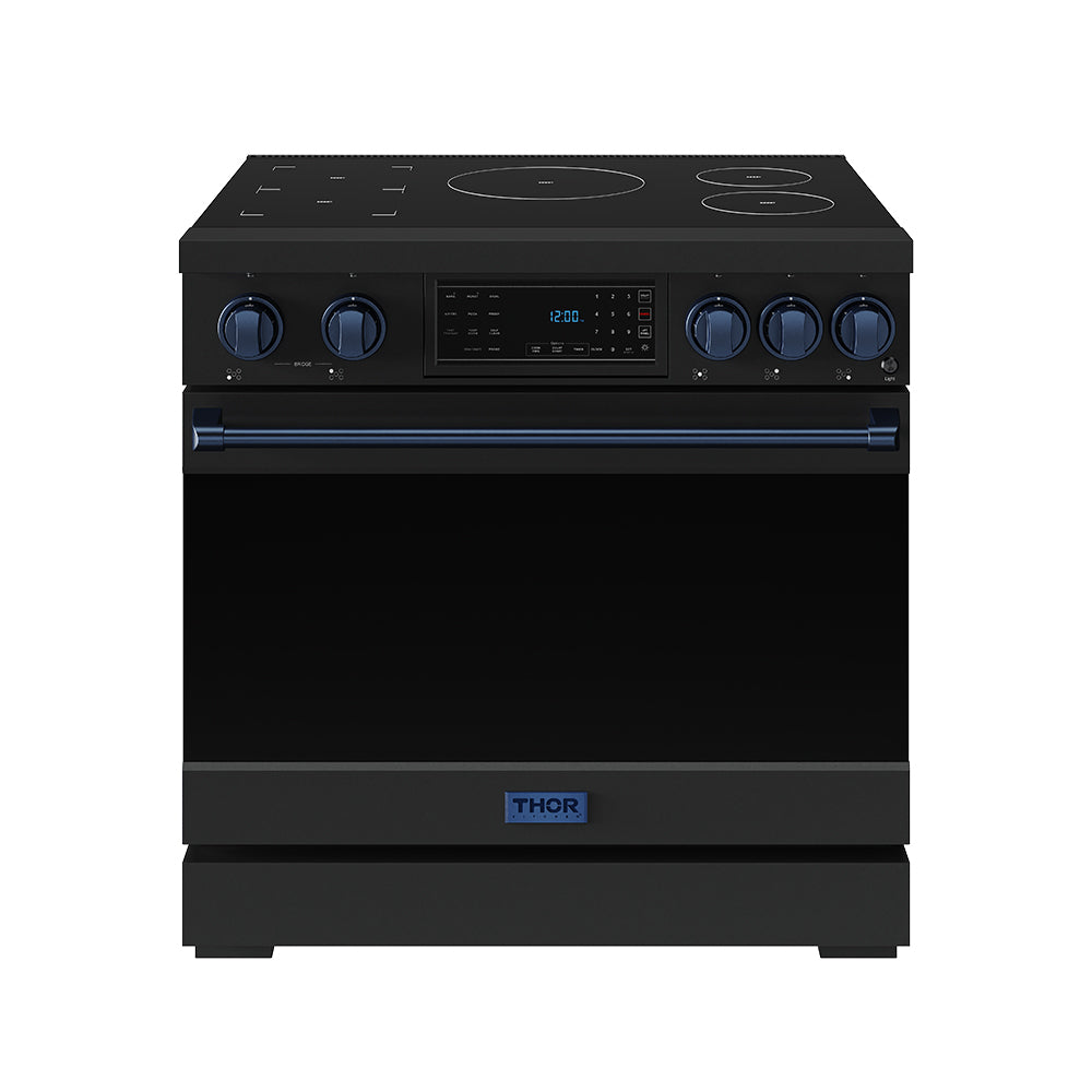 36 Inch Professional Induction Range with Tilt Panel Touch Control in Black and Blue | Gordon Ramsay Series