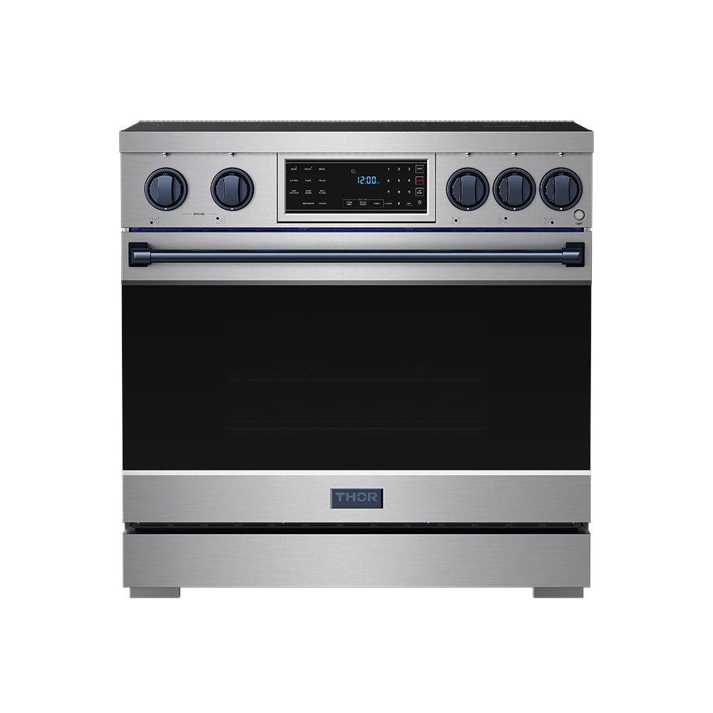 36 Inch Professional Induction Range with Tilt Panel Touch Control in Stainless Steel and Blue | Gordon Ramsay Series