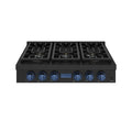 THOR x Gordon Ramsay Collection 36 Inch Professional Gas Rangetop with Knob Control – Matte Black/Blue