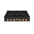THOR x Gordon Ramsay Collection 36 Inch Professional Gas Rangetop with Knob Control – Matte Black/Bronze