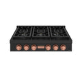 THOR x Gordon Ramsay Collection 36 Inch Professional Gas Rangetop with Knob Control – Matte Black/Rose Gold