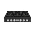 THOR x Gordon Ramsay Collection 36 Inch Professional Liquid Propane Rangetop with Knob Control – Matte Black/Stainless Steel