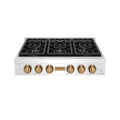 THOR x Gordon Ramsay Collection 36 Inch Professional Gas Rangetop with Knob Control – Stainless Steel/Bronze