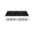 36 Inch Professional Gas Rangetop with Knob Control in White | Gordon Ramsay Series