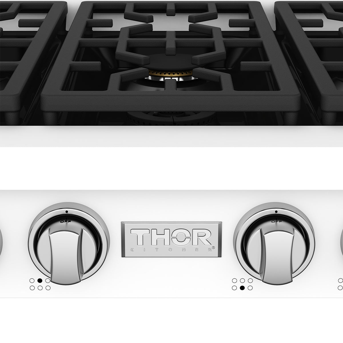 36 Inch Professional Gas Rangetop with Knob Control in White | Gordon Ramsay Series