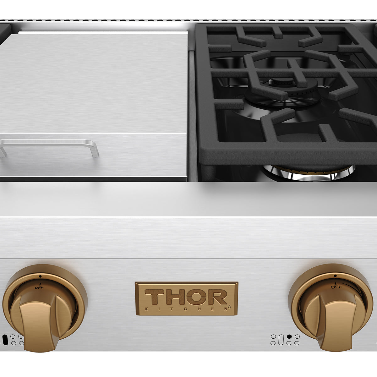 THOR x Gordon Ramsay Collection 48 Inch Professional Liquid Propane Rangetop with Knob Control – Stainless Steel/Bronze