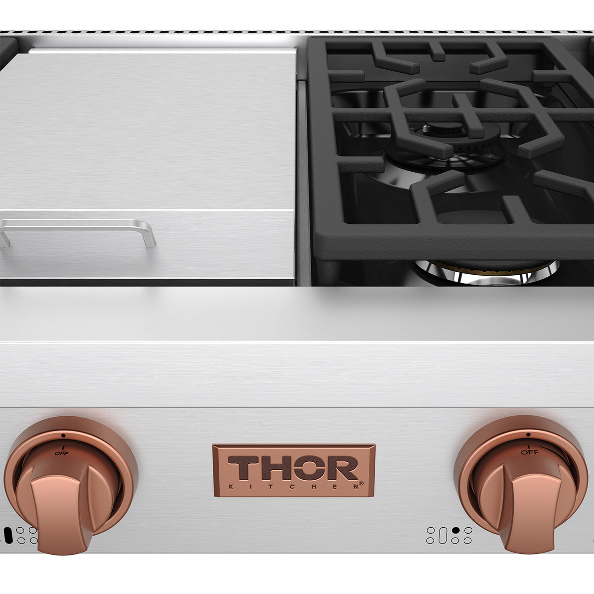 THOR x Gordon Ramsay Collection 48 Inch Professional Gas Rangetop with Knob Control – Stainless Steel/Rose Gold