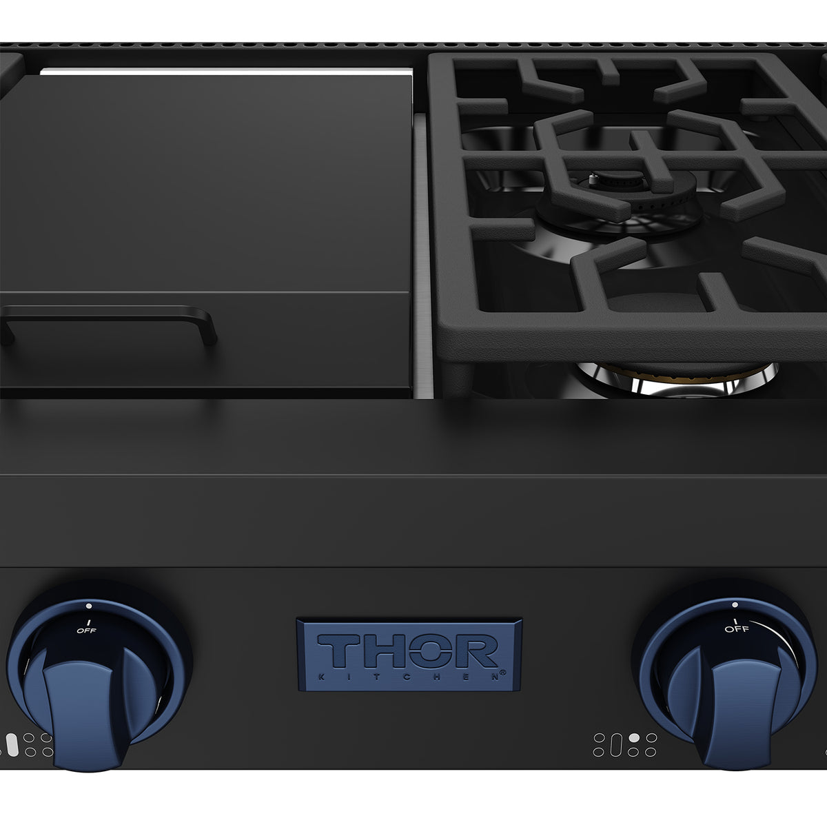 THOR x Gordon Ramsay Collection 48 Inch Professional Gas Rangetop with Knob Control – Matte Black/Blue