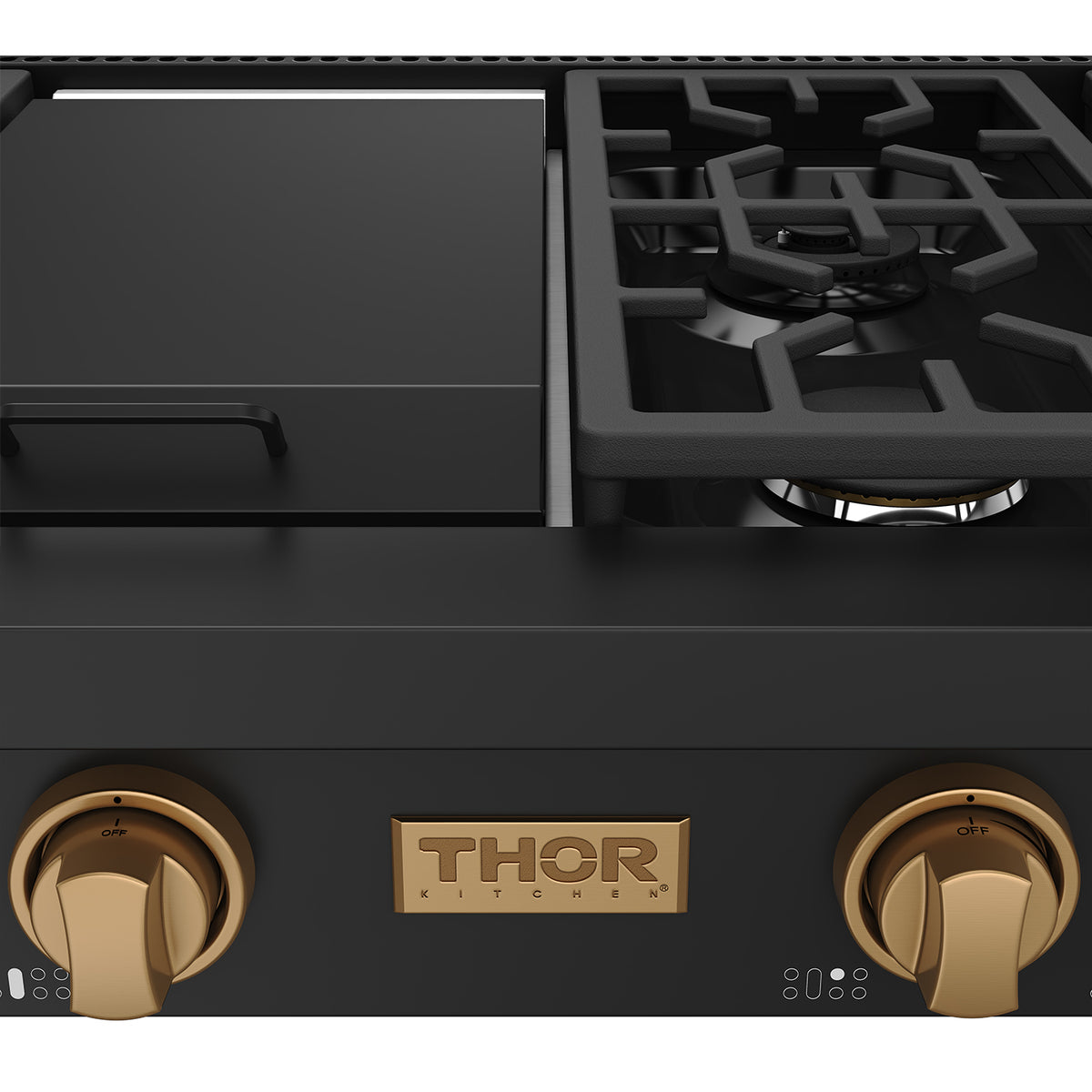 THOR x Gordon Ramsay Collection 48 Inch Professional Gas Rangetop with Knob Control – Matte Black/Bronze
