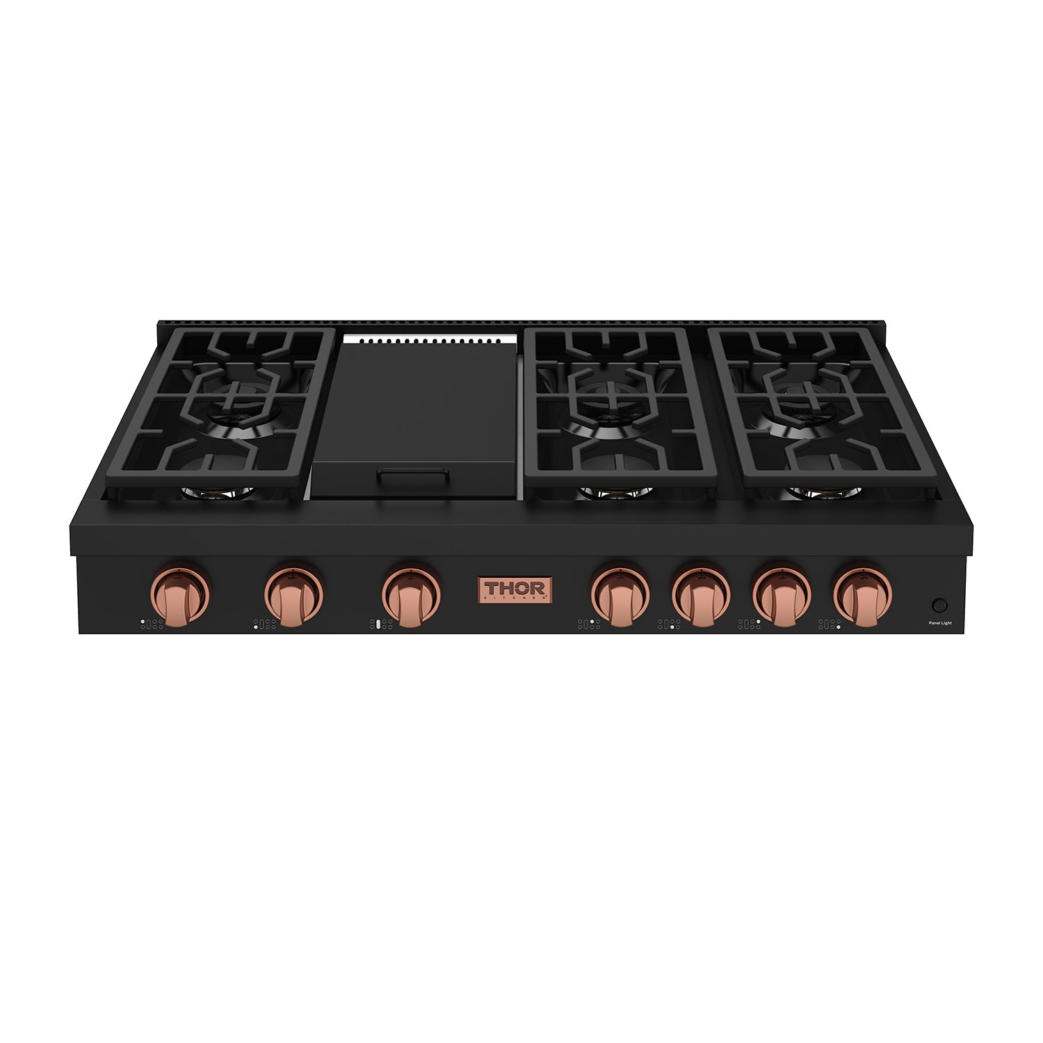 THOR x Gordon Ramsay Collection 48 Inch Professional Gas Rangetop with Knob Control – Matte Black/Rose Gold